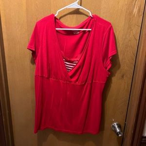 Faded Glory Red and white blouse